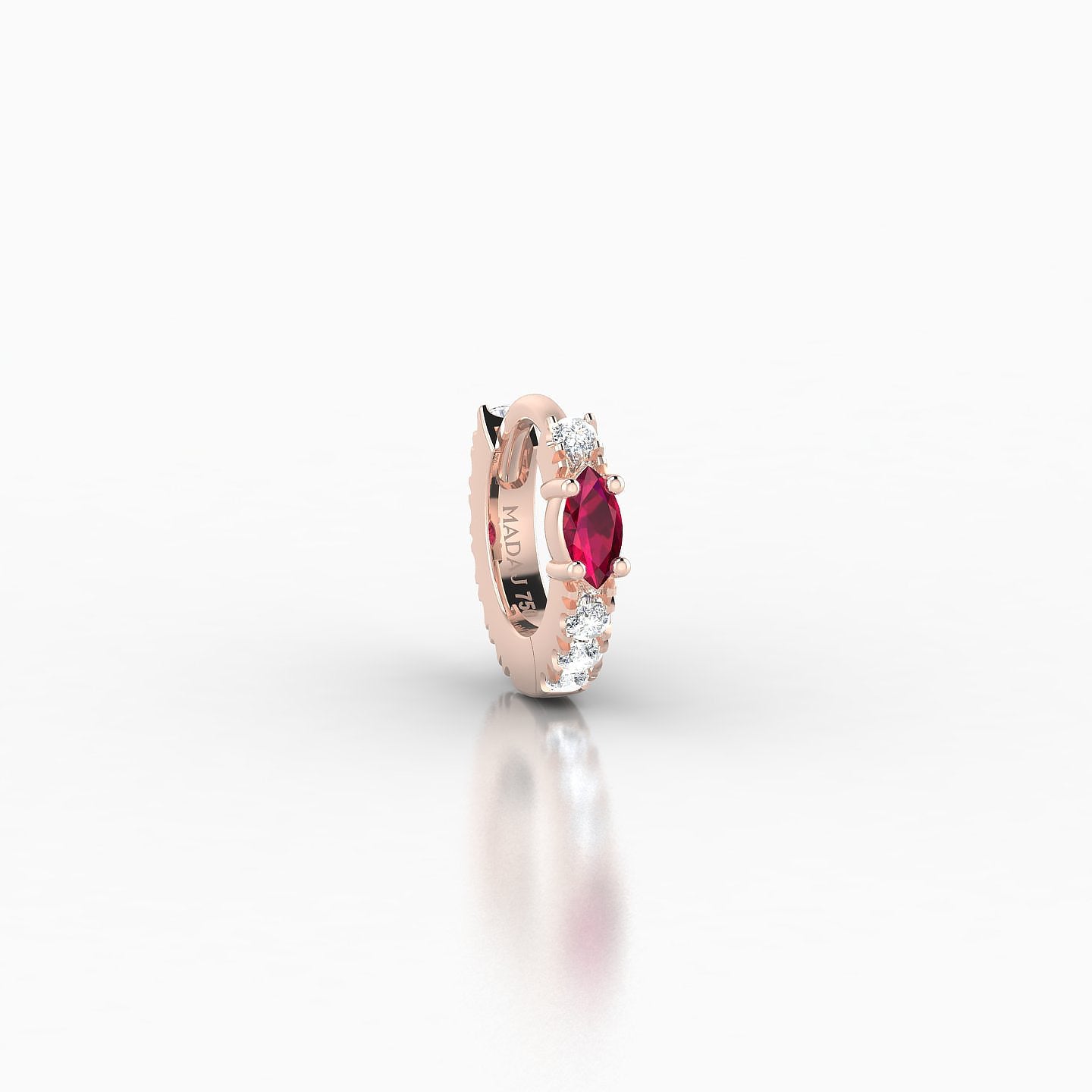 Inanna | 18k Rose Gold 5 mm Marquise Ruby & Diamond Hoop Piercing