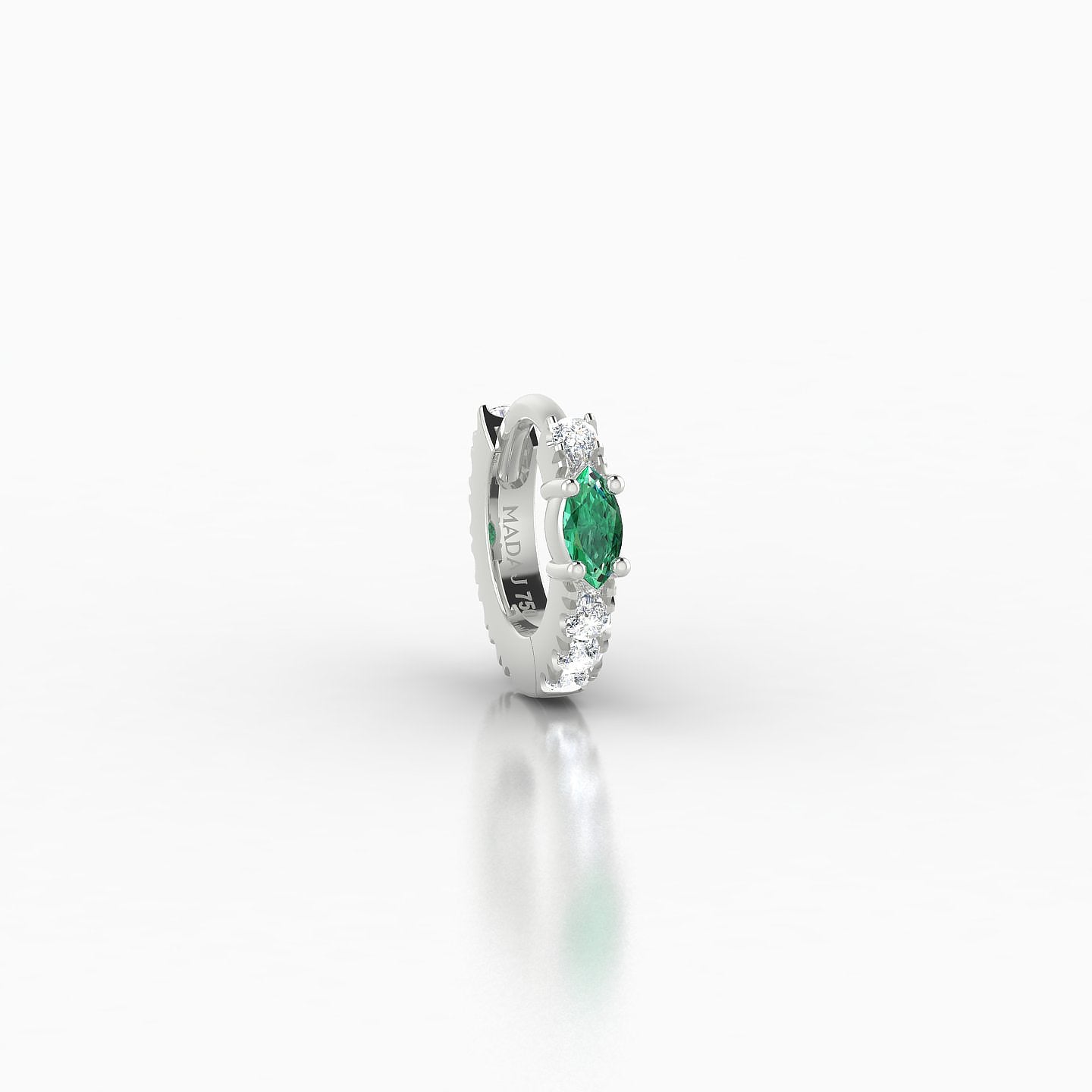 Inanna | 18k White Gold 5 mm Marquise Emerald & Diamond Hoop Piercing