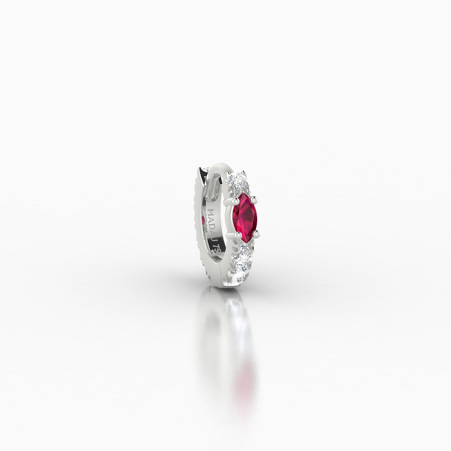 Inanna | 18k White Gold 5 mm Marquise Ruby & Diamond Hoop Piercing