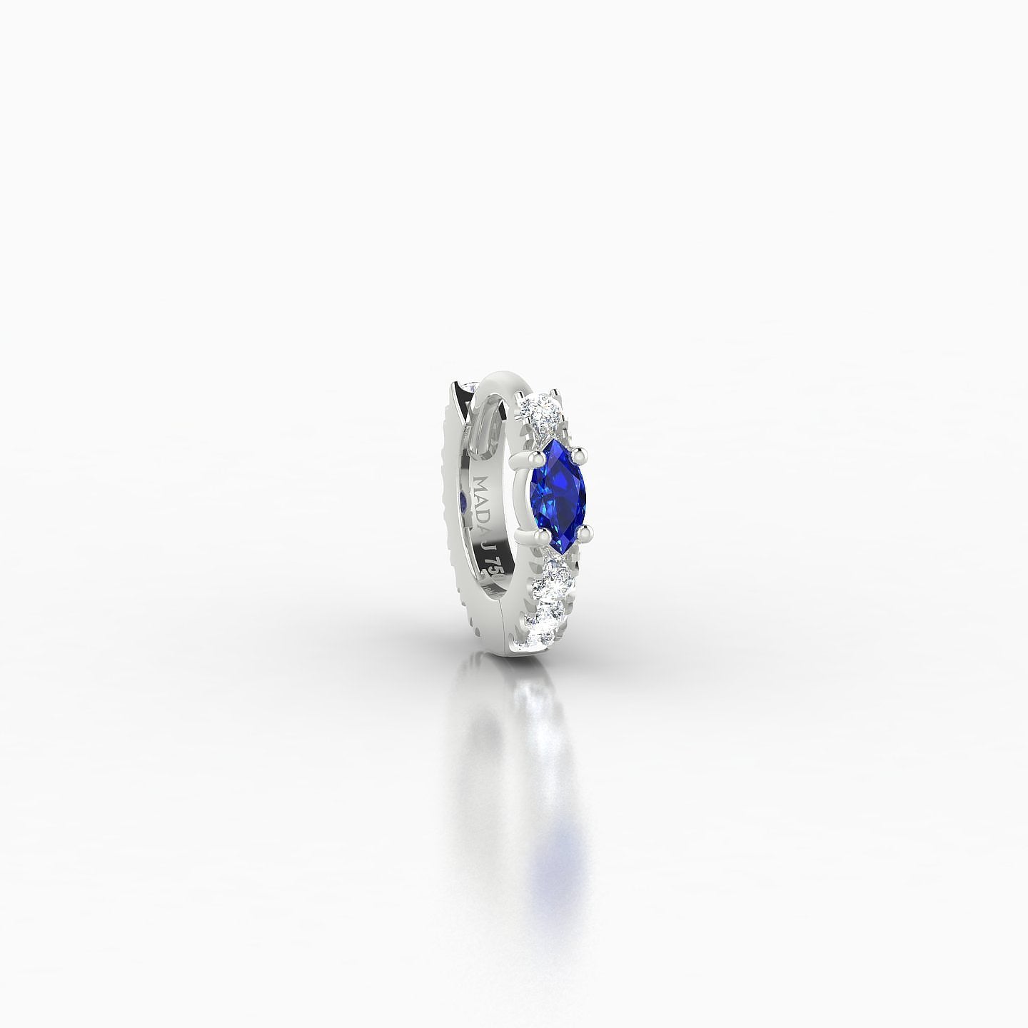 Inanna | 18k White Gold 5 mm Marquise Sapphire & Diamond Hoop Piercing