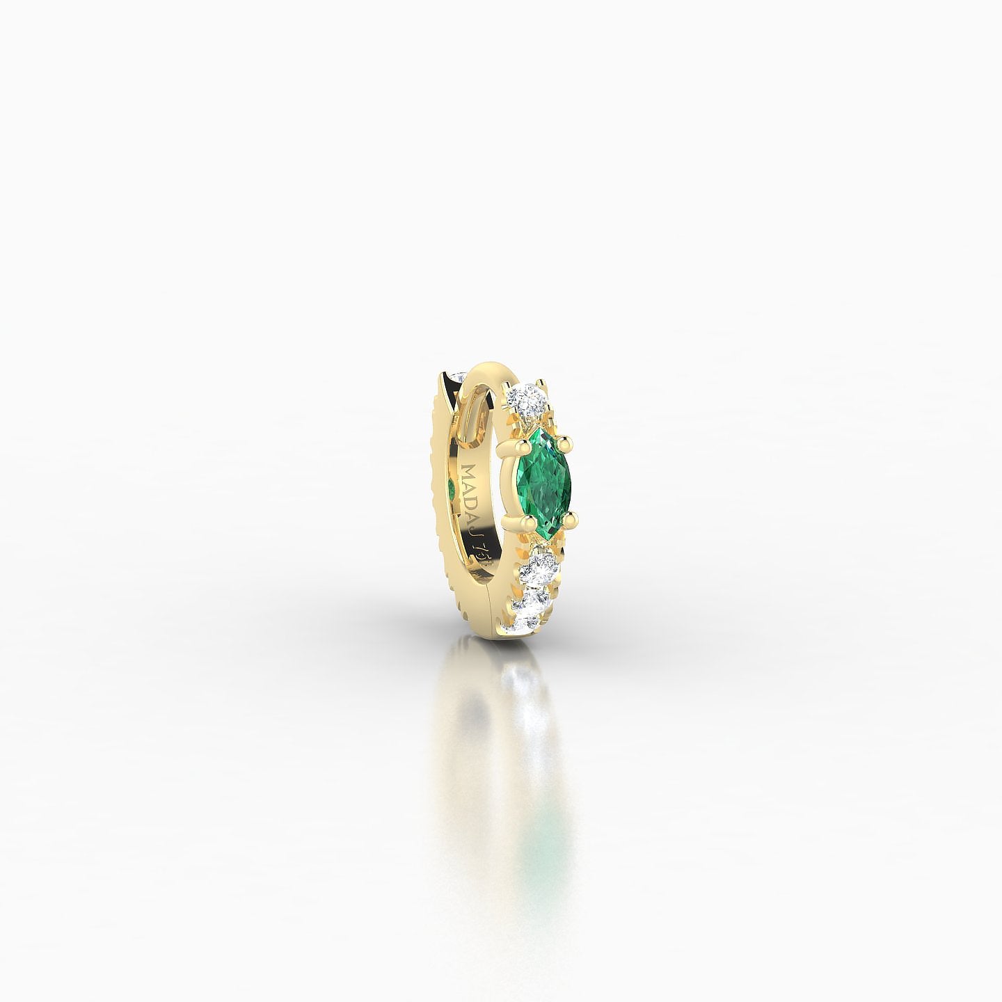 Inanna | 18k Yellow Gold 5 mm Marquise Emerald & Diamond Hoop Piercing