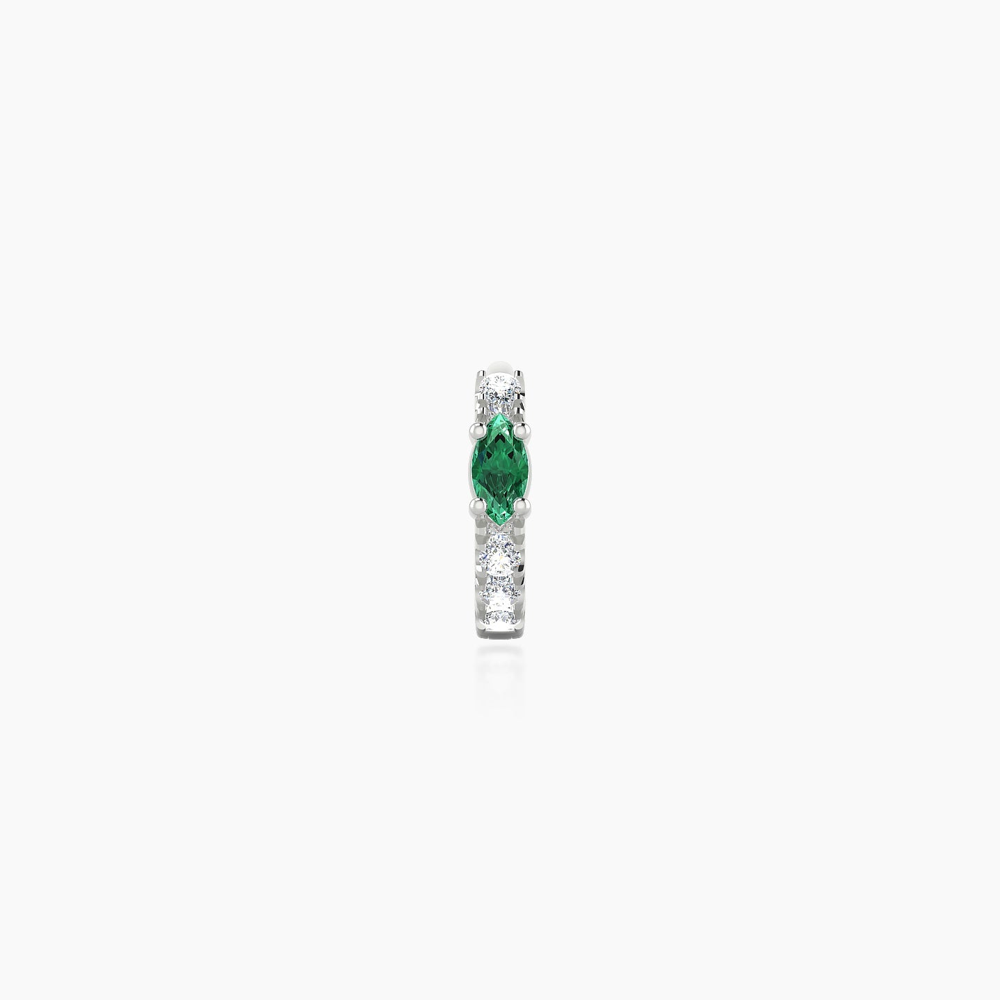 Inanna | 18k White Gold 5 mm Marquise Emerald & Diamond Hoop Piercing