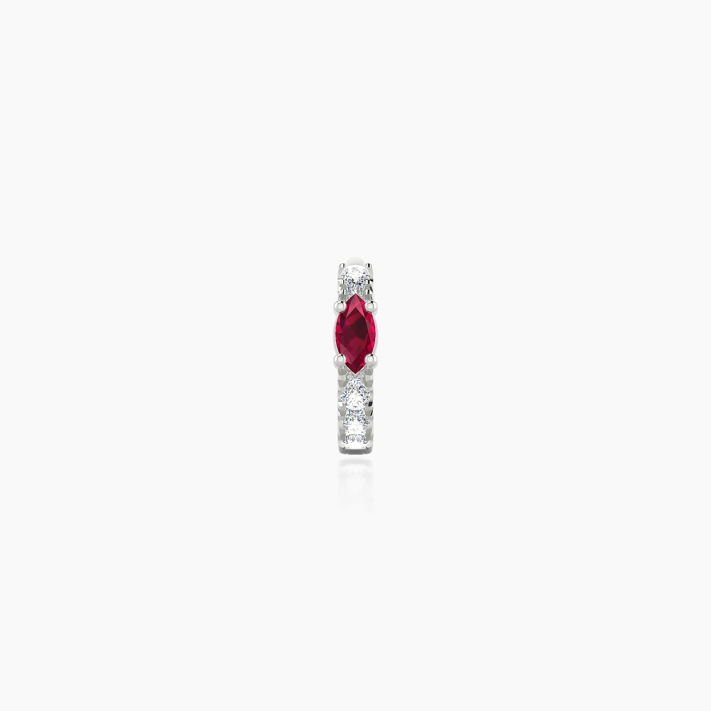 Inanna | 18k White Gold 5 mm Marquise Ruby & Diamond Hoop Piercing