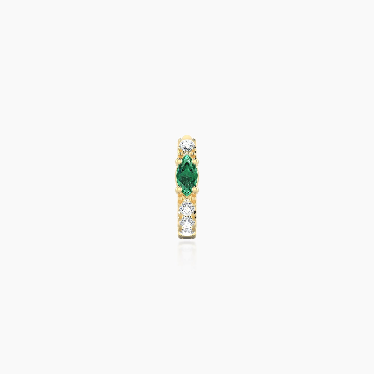 Inanna | 18k Yellow Gold 5 mm Marquise Emerald & Diamond Hoop Piercing