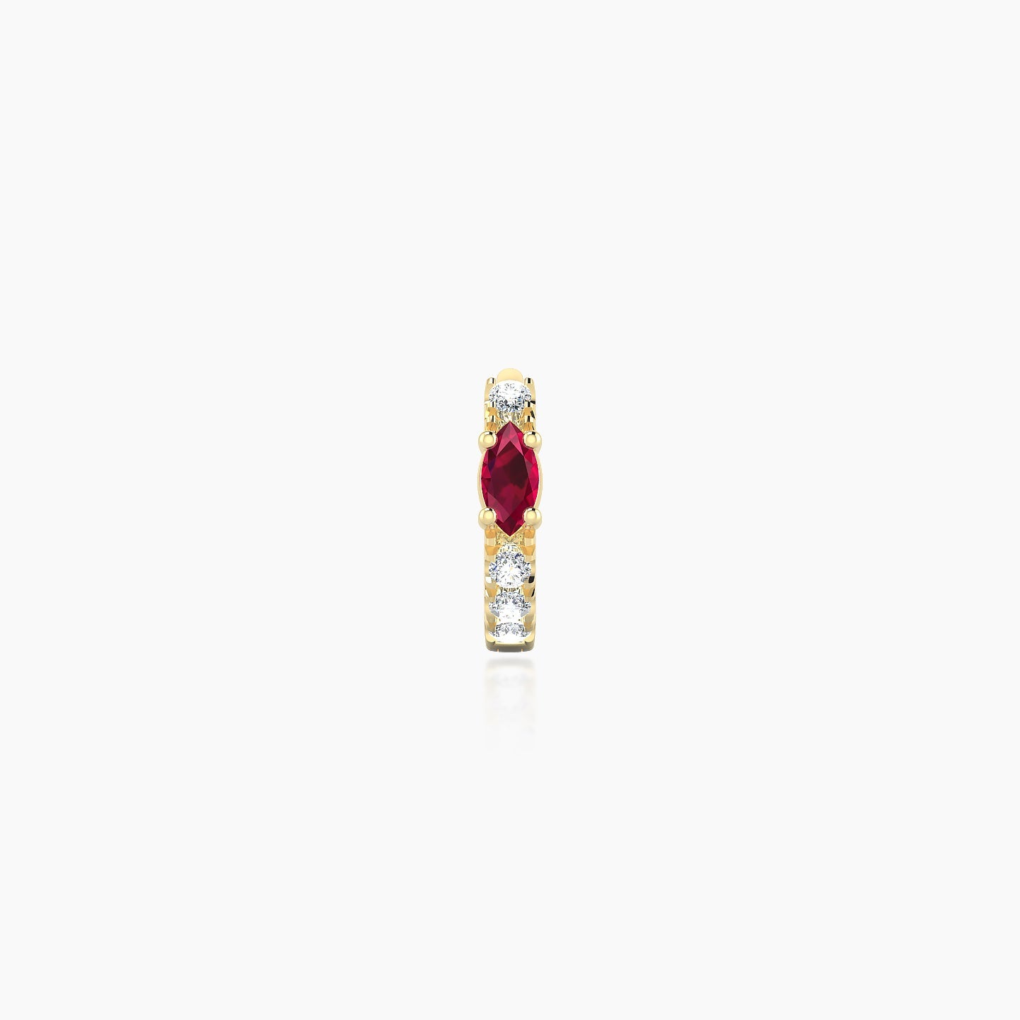 Inanna | 18k Yellow Gold 5 mm Marquise Ruby & Diamond Hoop Piercing