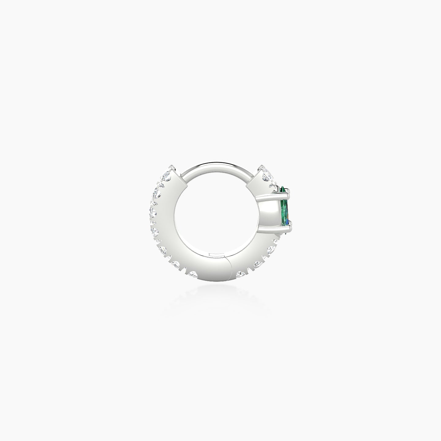 Inanna | 18k White Gold 5 mm Marquise Emerald & Diamond Hoop Piercing