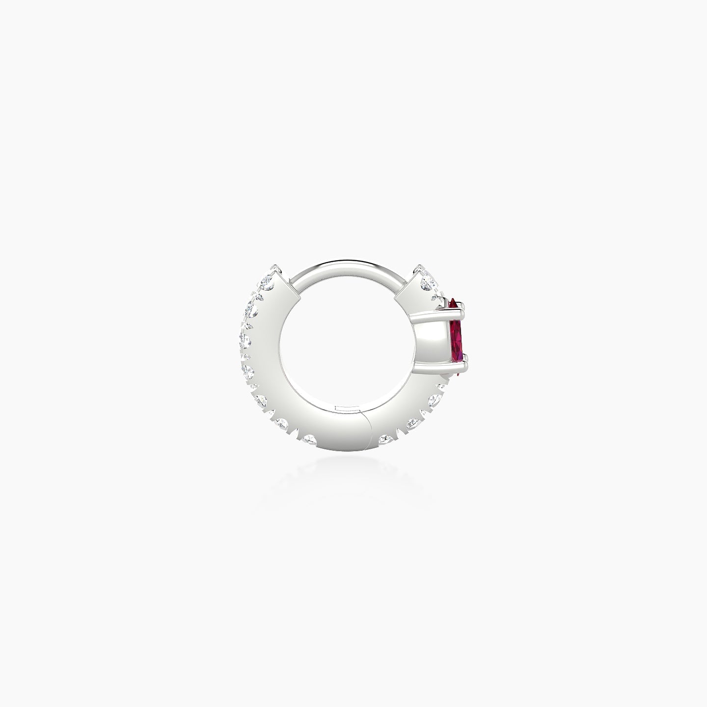 Inanna | 18k White Gold 5 mm Marquise Ruby & Diamond Hoop Piercing