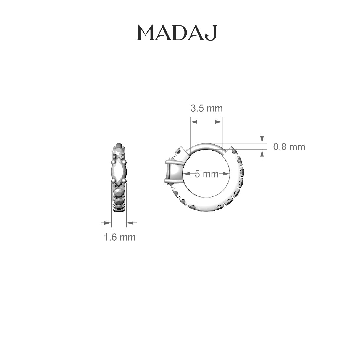 Inanna | 18k White Gold 5 mm Marquise Emerald & Diamond Hoop Piercing