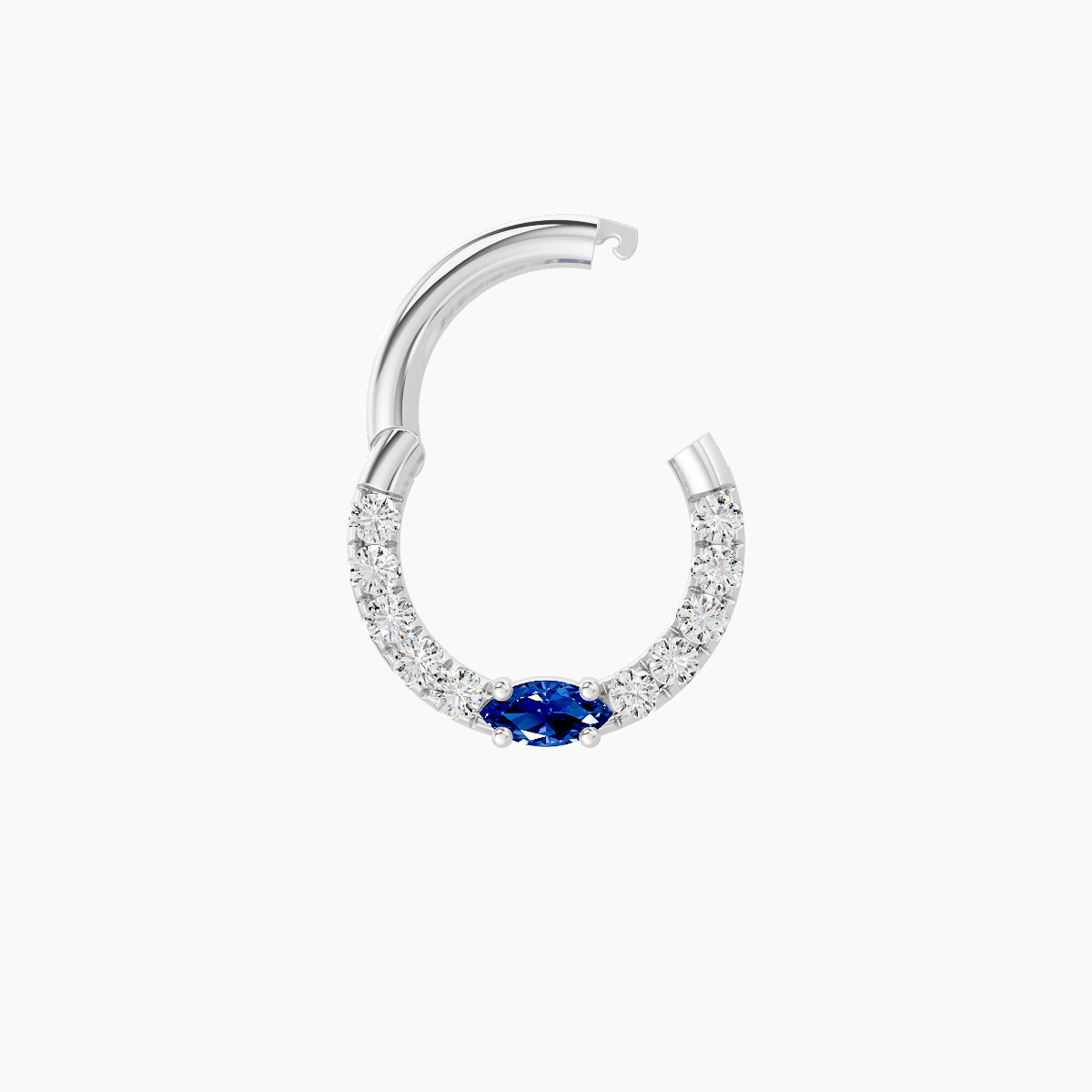 Inanna | 18k White Gold 6.5 mm Marquise Sapphire & Diamond Daith Piercing