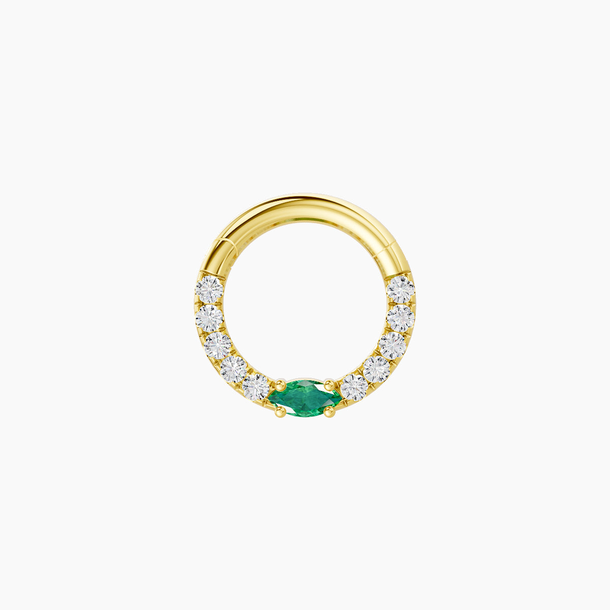 Inanna | 18k Yellow Gold 6.5 mm Marquise Emerald & Diamond Daith Piercing