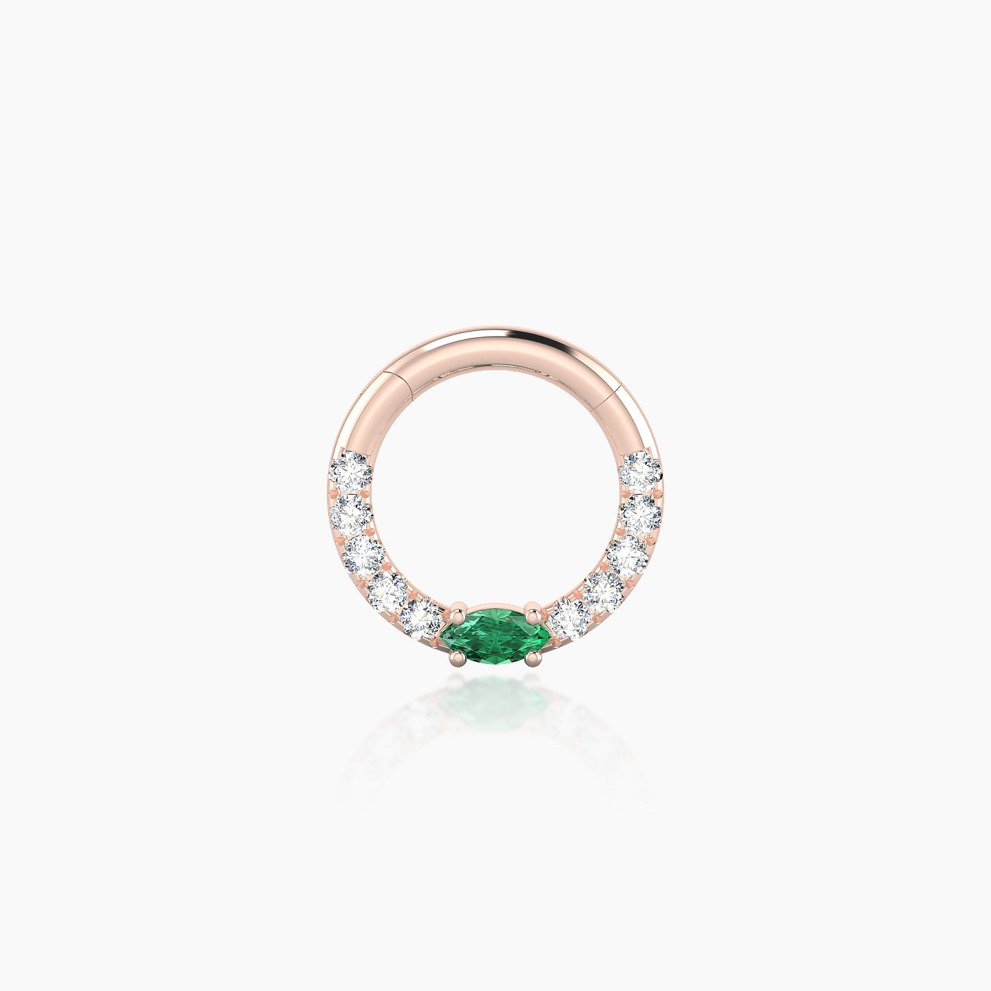 Inanna | 18k Rose Gold 6.5 mm Marquise Emerald & Diamond Daith Piercing