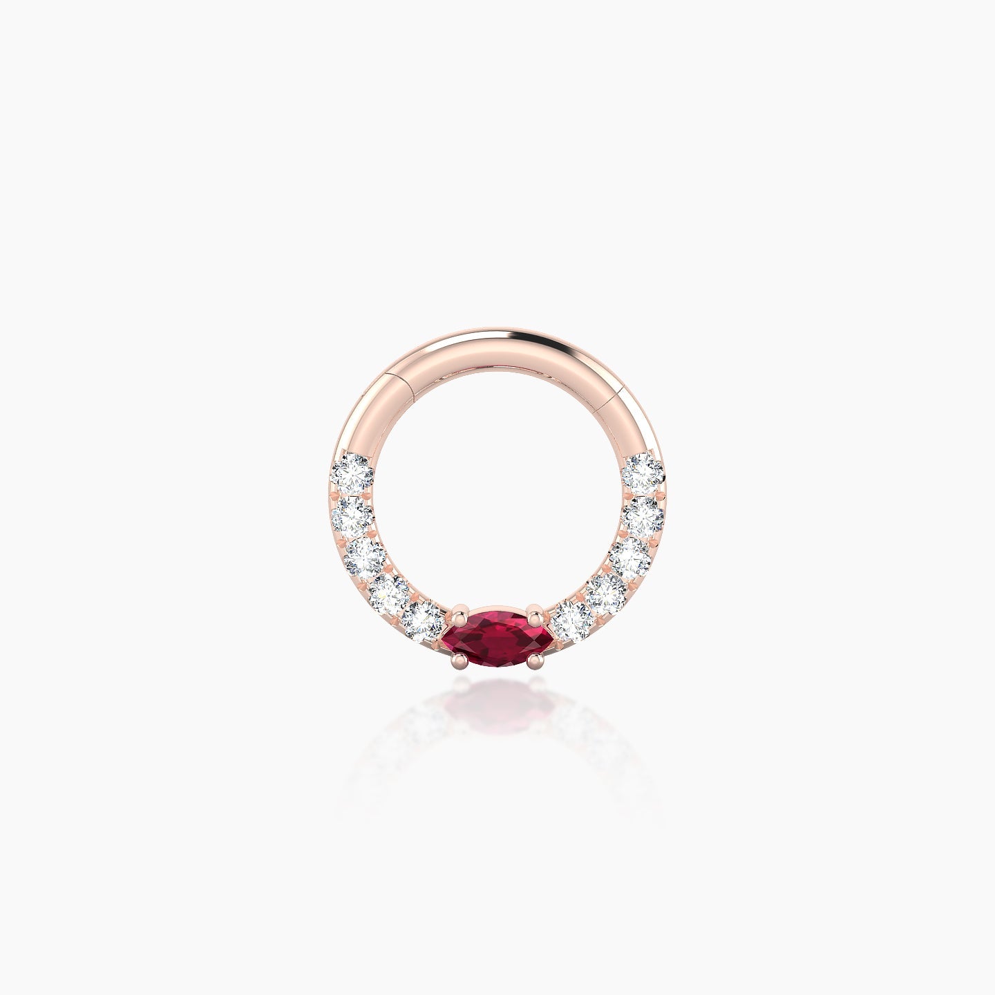 Inanna | 18k Rose Gold 6.5 mm Marquise Ruby & Diamond Daith Piercing