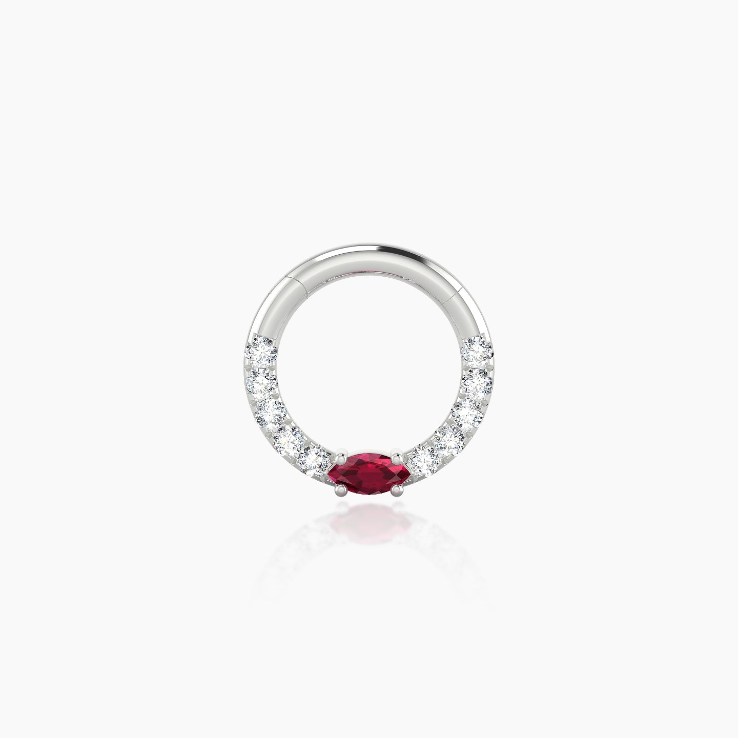 Inanna | 18k White Gold 6.5 mm Marquise Ruby & Diamond Daith Piercing