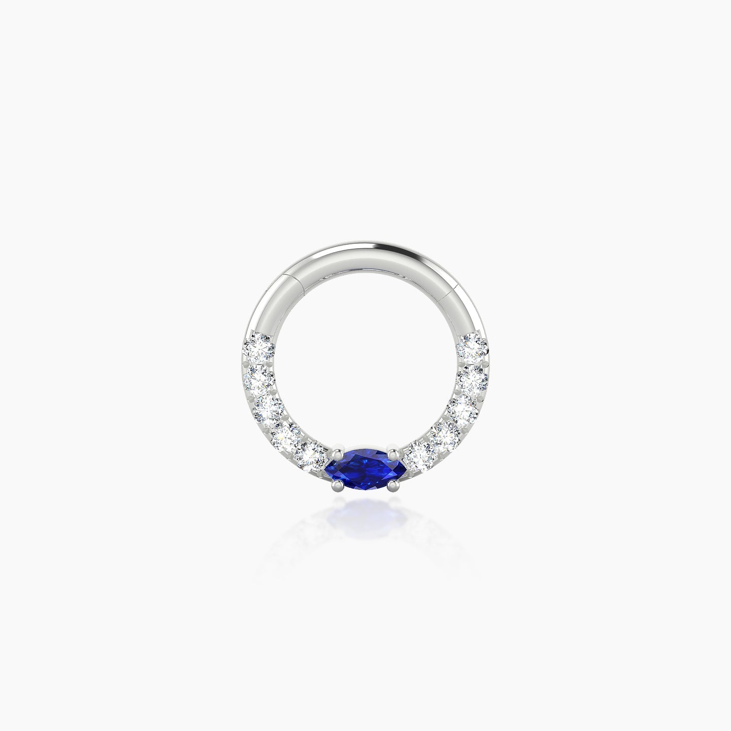 Inanna | 18k White Gold 6.5 mm Marquise Sapphire & Diamond Daith Piercing