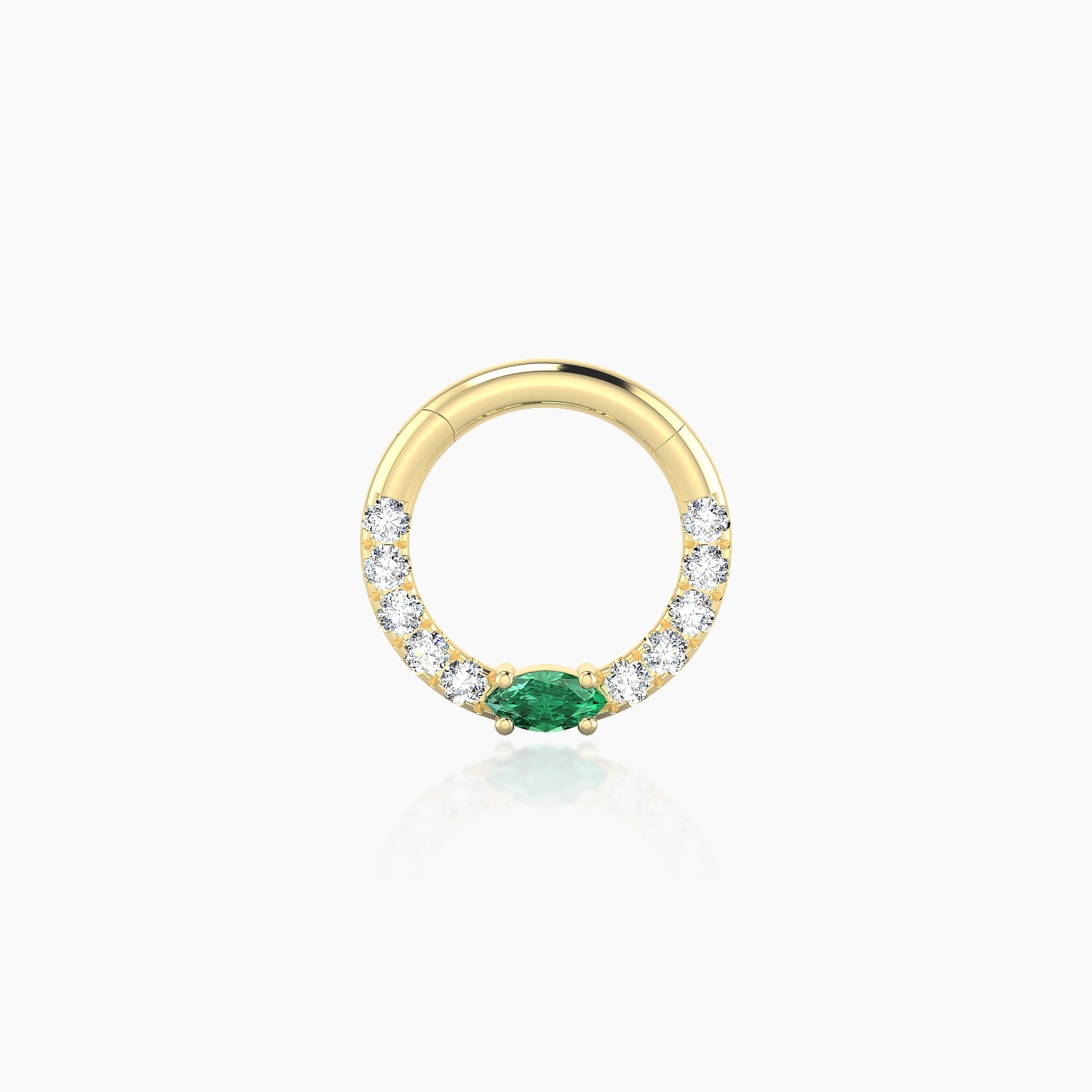 Inanna | 18k Yellow Gold 6.5 mm Marquise Emerald & Diamond Daith Piercing