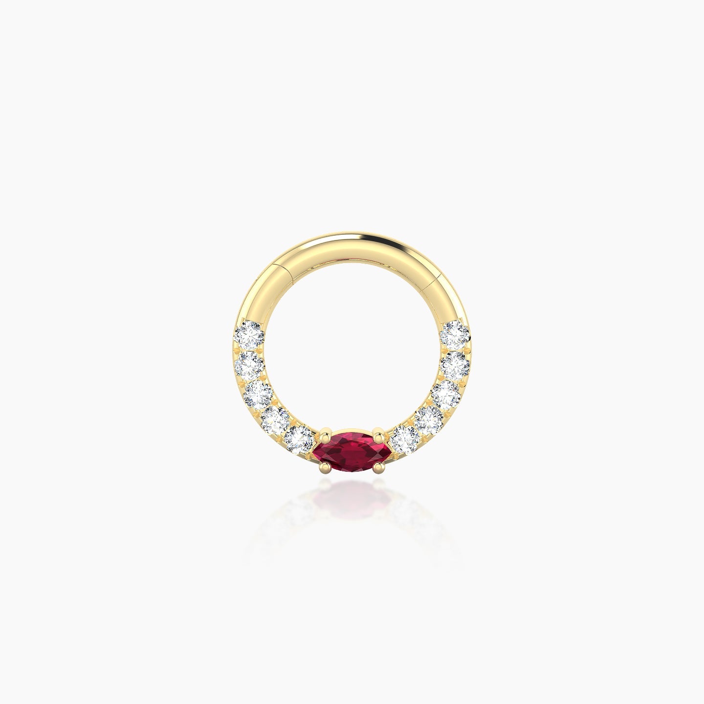 Inanna | 18k Yellow Gold 6.5 mm Marquise Ruby & Diamond Daith Piercing