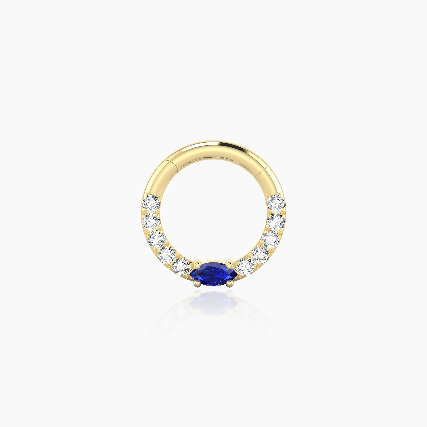 Inanna | 18k Yellow Gold 6.5 mm Marquise Sapphire & Diamond Daith Piercing