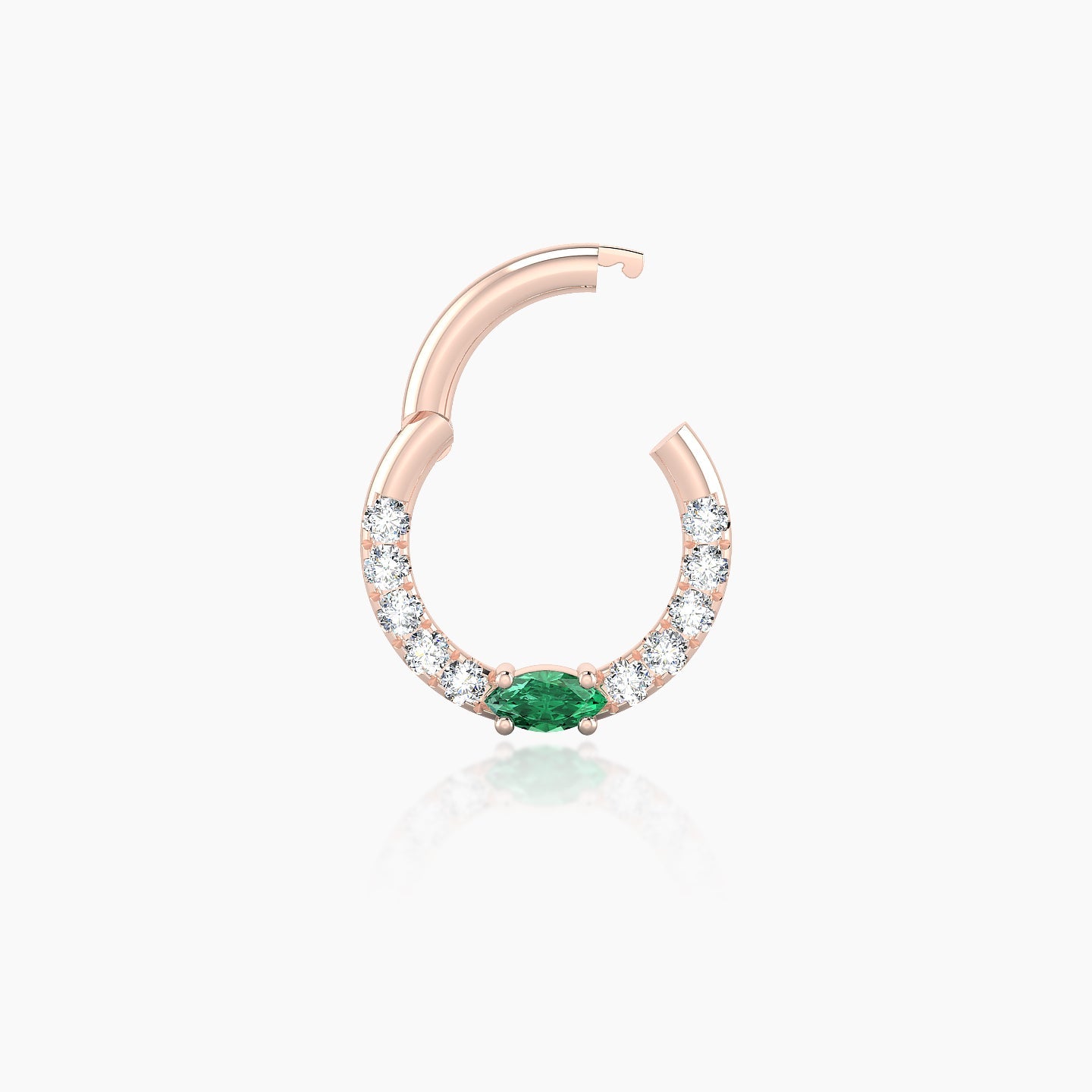 Inanna | 18k Rose Gold 6.5 mm Marquise Emerald & Diamond Daith Piercing