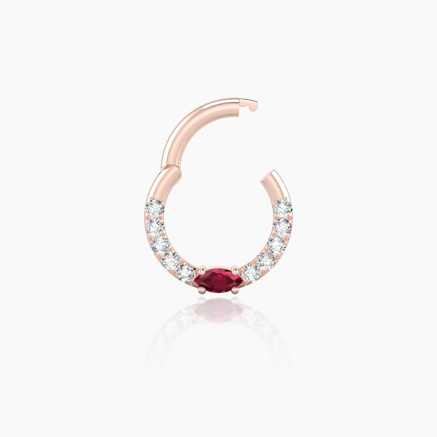 Inanna | 18k Rose Gold 6.5 mm Marquise Ruby & Diamond Daith Piercing