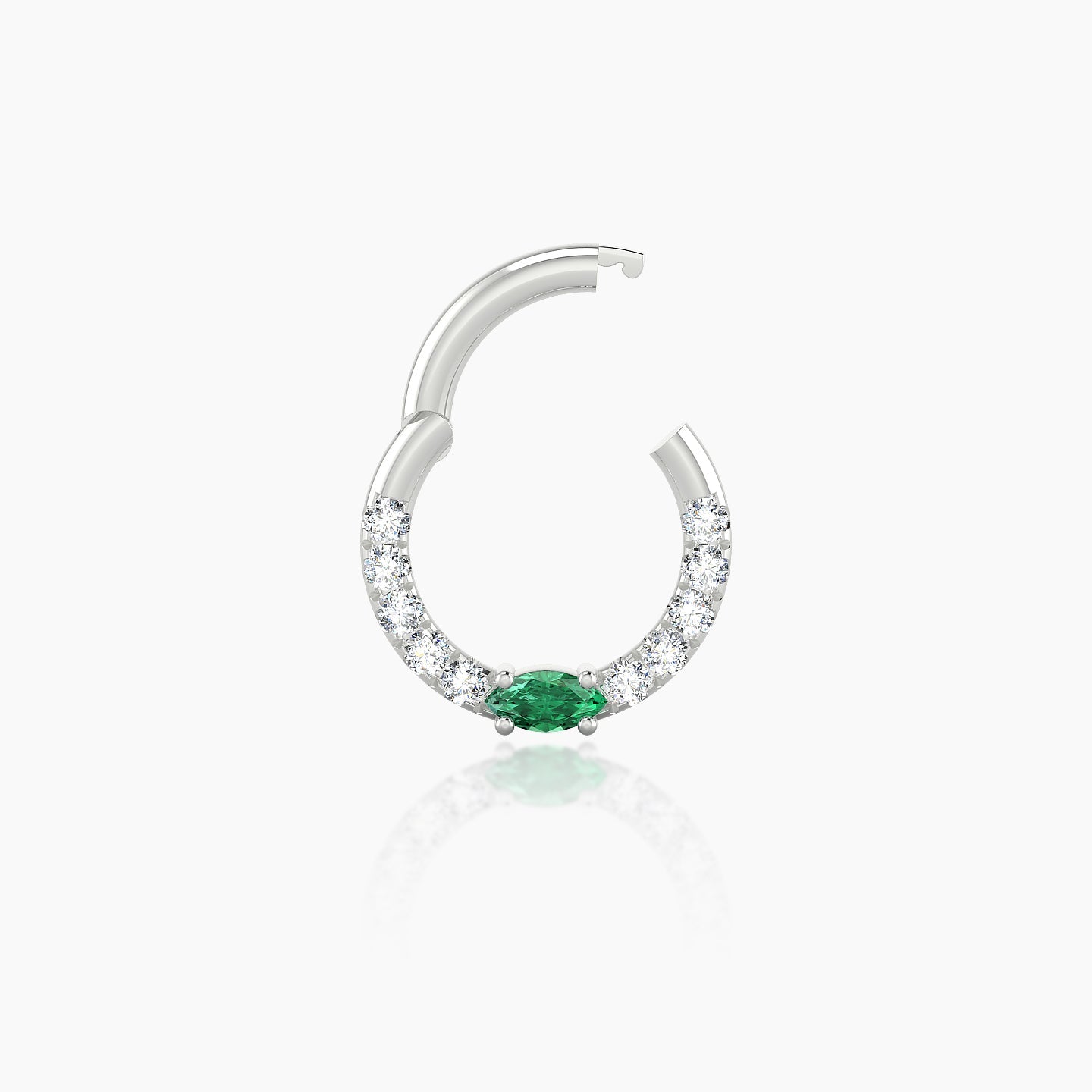 Inanna | 18k White Gold 6.5 mm Marquise Emerald & Diamond Daith Piercing