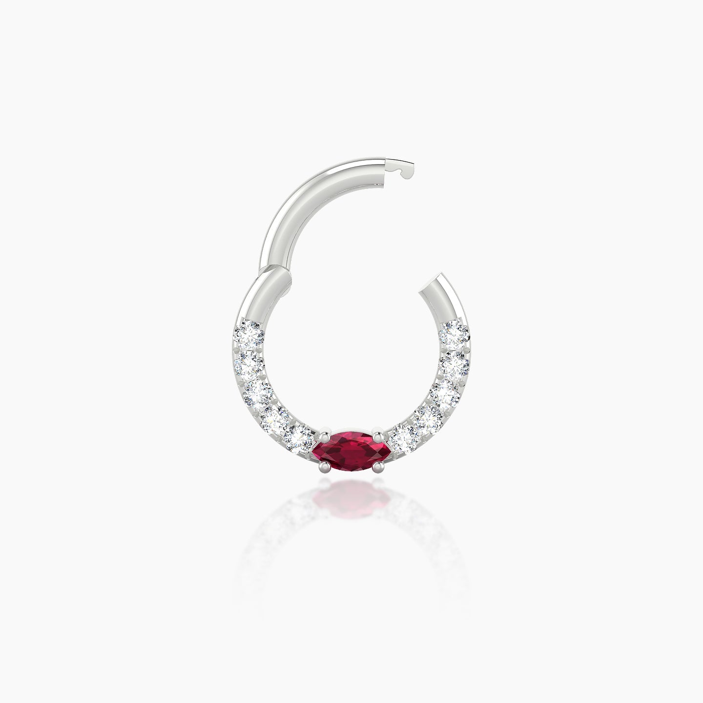 Inanna | 18k White Gold 6.5 mm Marquise Ruby & Diamond Daith Piercing