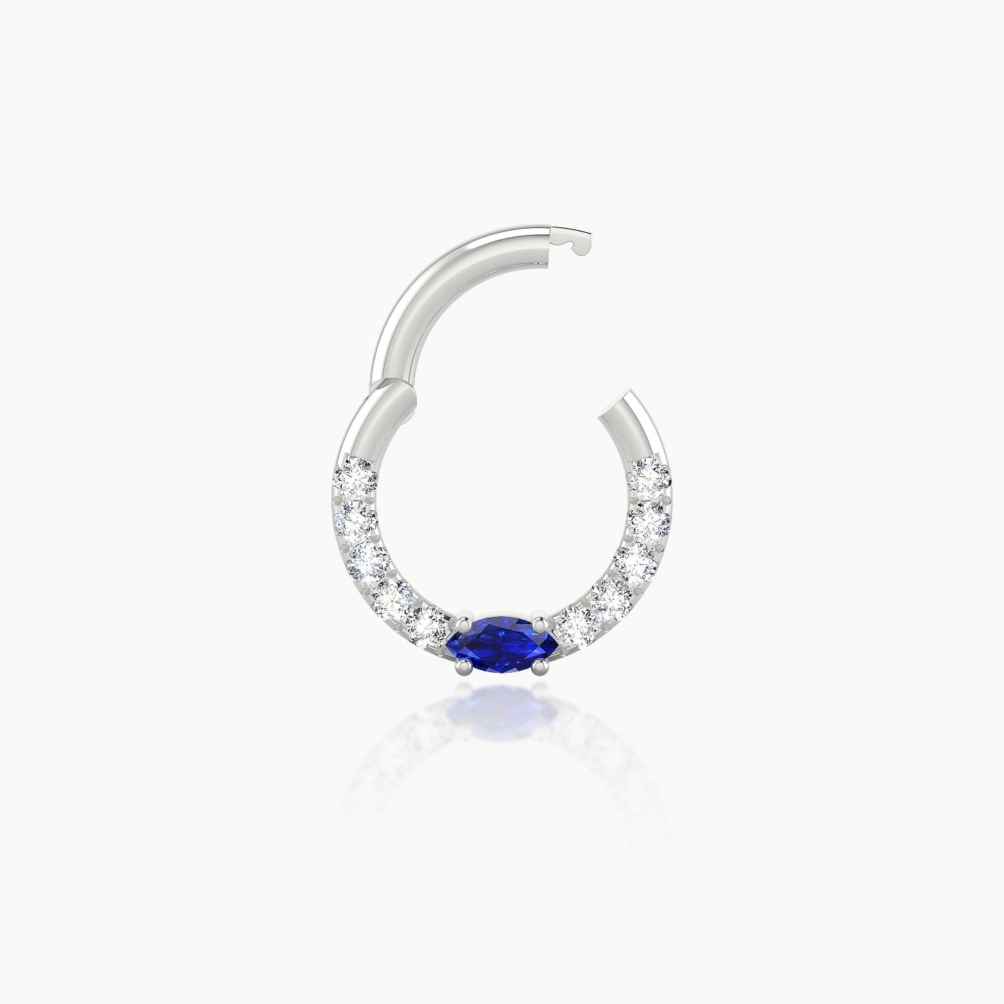 Inanna | 18k White Gold 6.5 mm Marquise Sapphire & Diamond Daith Piercing