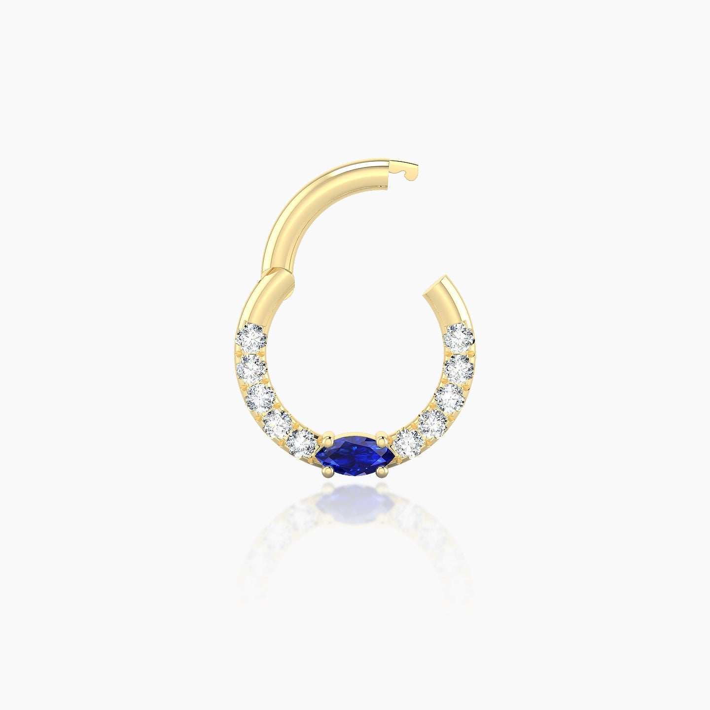 Inanna | 18k Yellow Gold 6.5 mm Marquise Sapphire & Diamond Daith Piercing