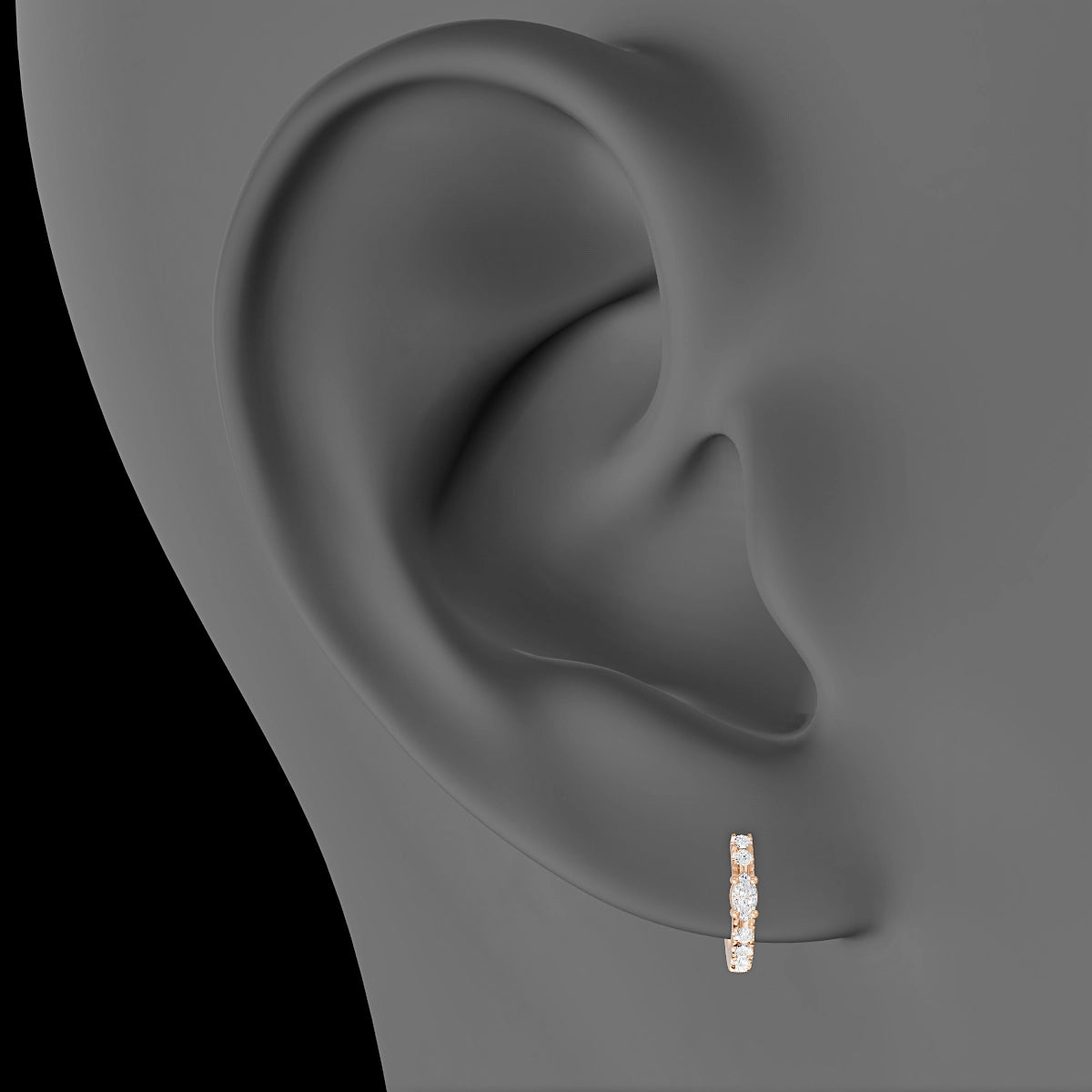 Inanna | 18k Rose Gold 6.5 mm Marquise Diamond Hoop Piercing