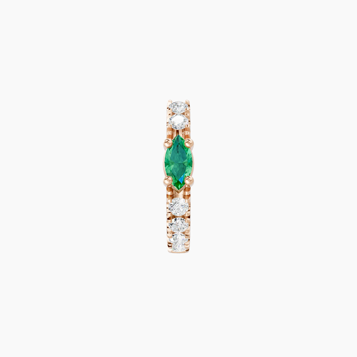 Inanna | 18k Rose Gold 6.5 mm Marquise Emerald & Diamond Hoop Piercing