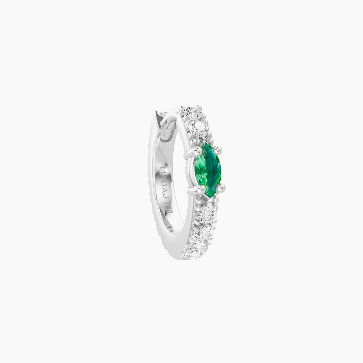 Inanna | 18k White Gold 6.5 mm Marquise Emerald & Diamond Hoop Piercing