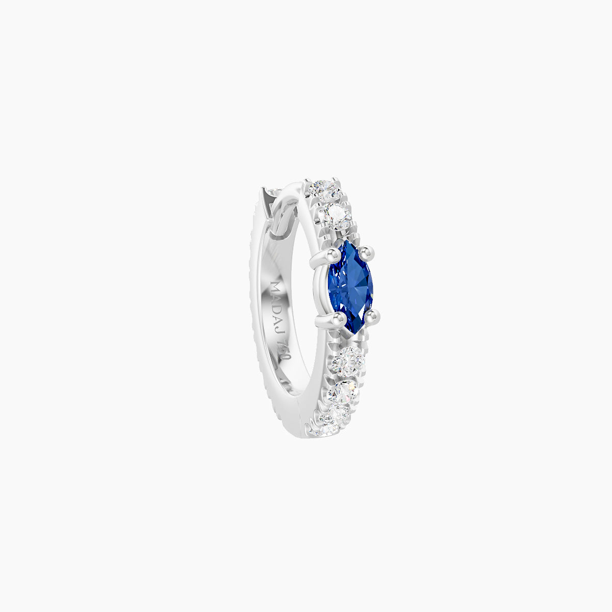 Inanna | 18k White Gold 6.5 mm Marquise Sapphire & Diamond Hoop Piercing