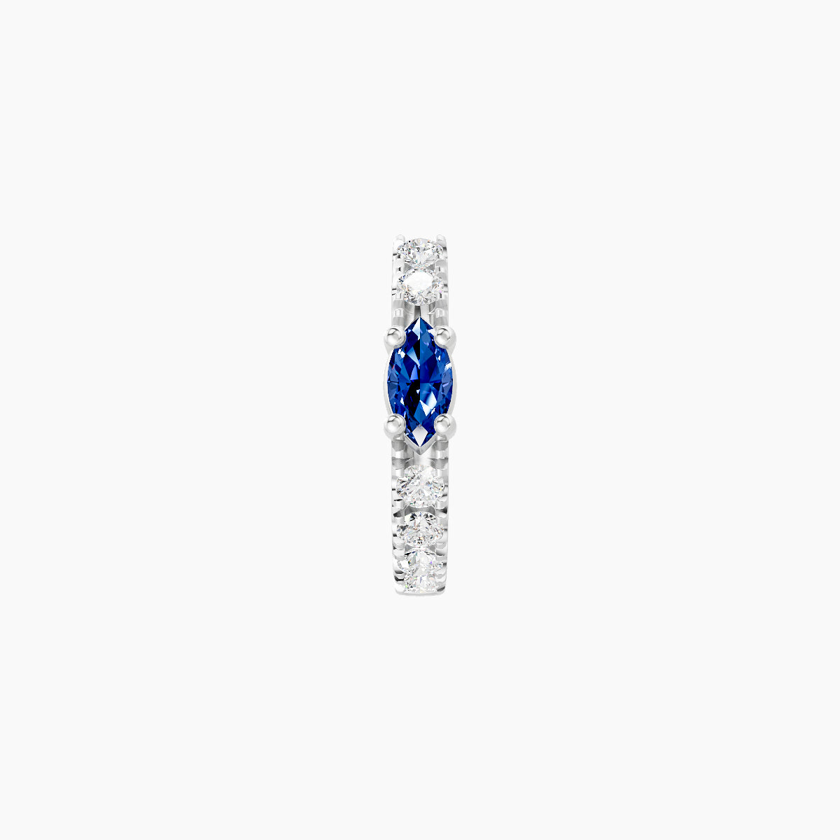 Inanna | 18k White Gold 6.5 mm Marquise Sapphire & Diamond Hoop Piercing