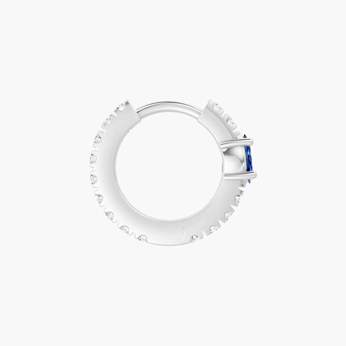 Inanna | 18k White Gold 6.5 mm Marquise Sapphire & Diamond Hoop Piercing