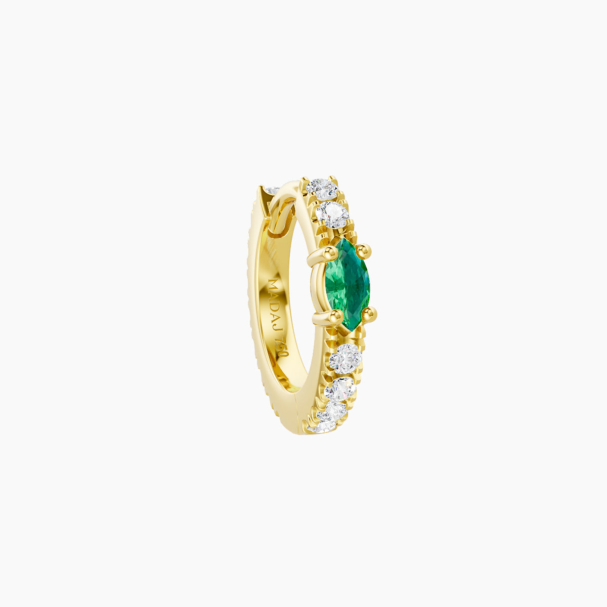 Inanna | 18k Yellow Gold 6.5 mm Marquise Emerald & Diamond Hoop Piercing