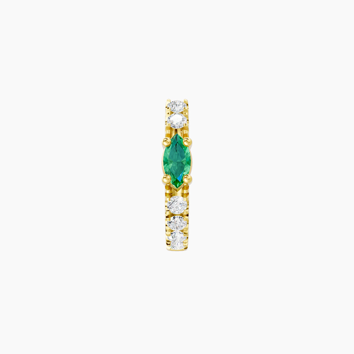 Inanna | 18k Yellow Gold 6.5 mm Marquise Emerald & Diamond Hoop Piercing