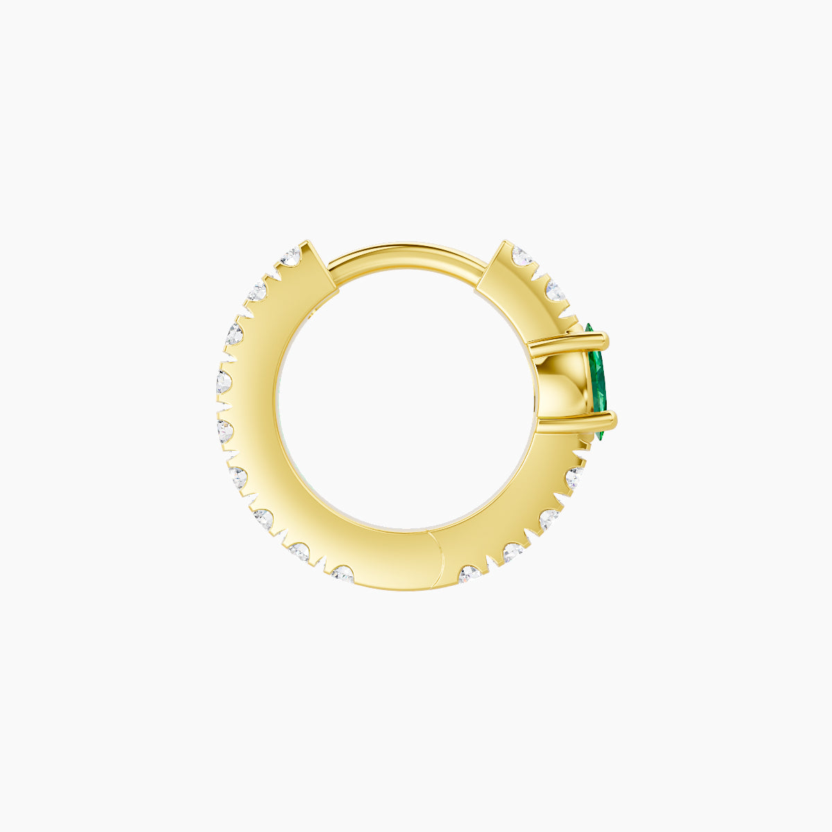 Inanna | 18k Yellow Gold 6.5 mm Marquise Emerald & Diamond Hoop Piercing