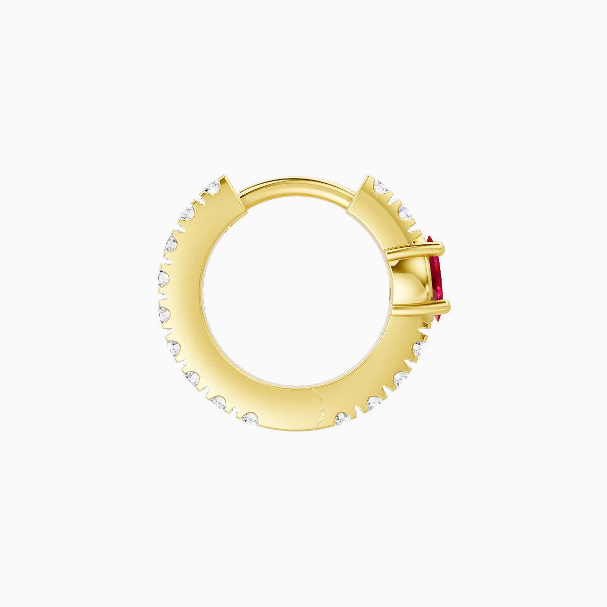 Inanna | 18k Yellow Gold 6.5 mm Marquise Ruby & Diamond Hoop Piercing