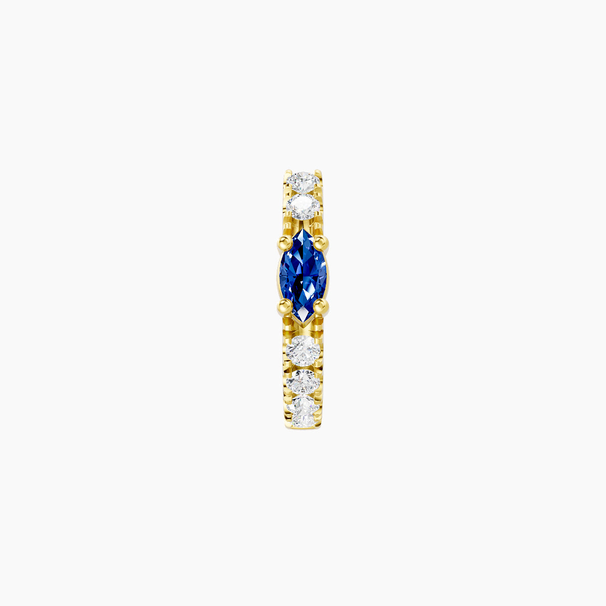 Inanna | 18k Yellow Gold 6.5 mm Marquise Sapphire & Diamond Hoop Piercing