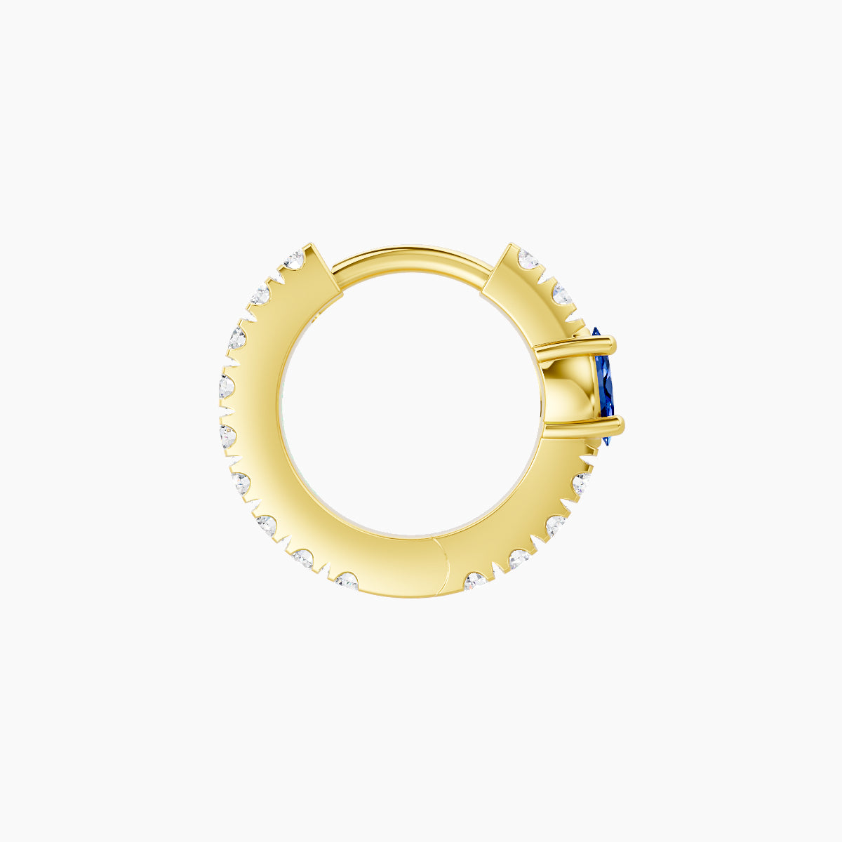 Inanna | 18k Yellow Gold 6.5 mm Marquise Sapphire & Diamond Hoop Piercing