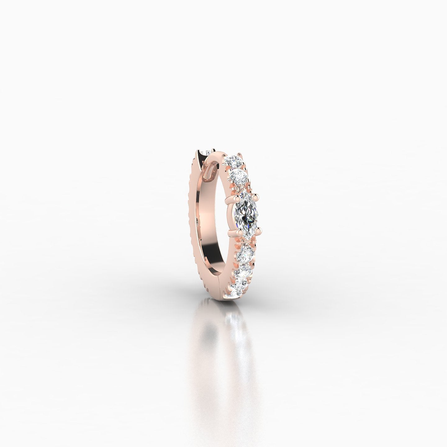 Inanna | 18k Rose Gold 6.5 mm Marquise Diamond Hoop Piercing