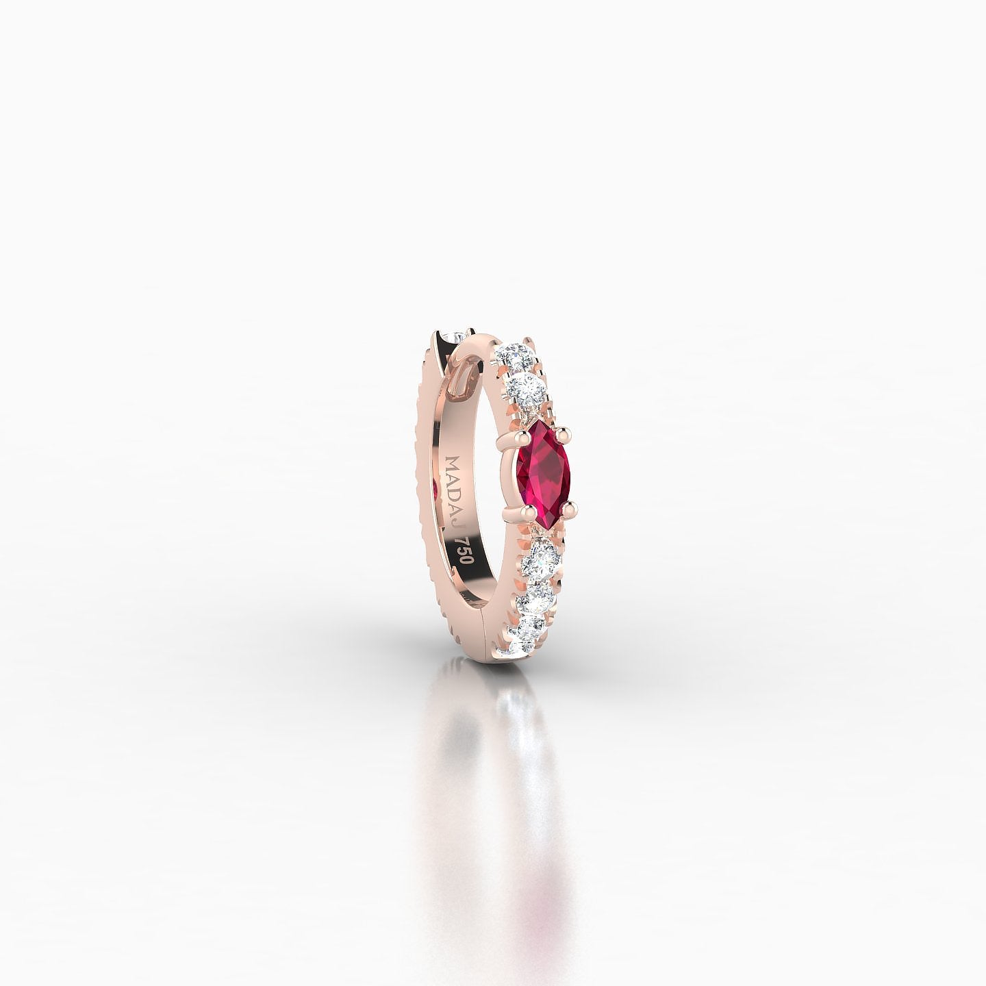 Inanna | 18k Rose Gold 6.5 mm Marquise Ruby & Diamond Hoop Piercing