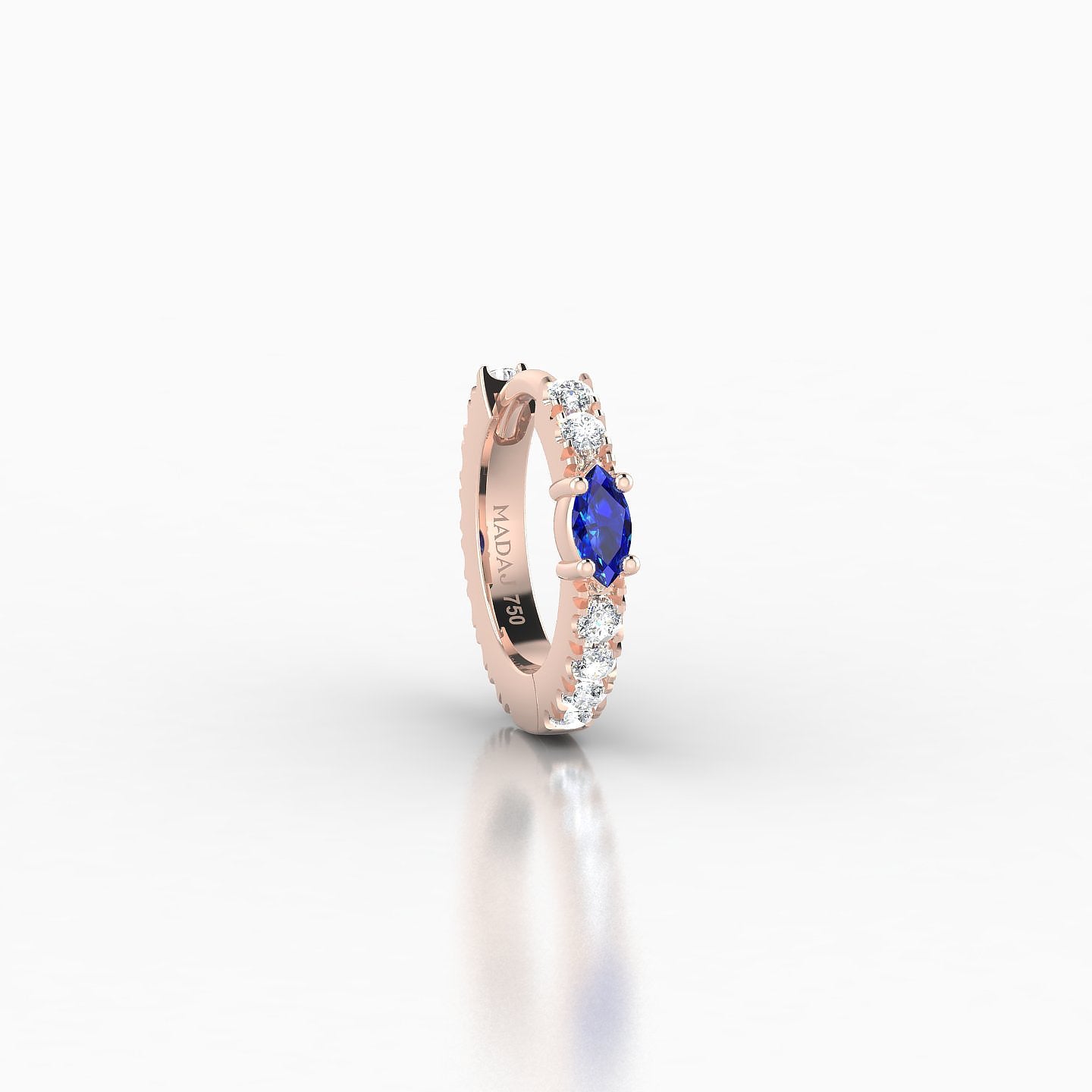 Inanna | 18k Rose Gold 6.5 mm Marquise Sapphire & Diamond Hoop Piercing