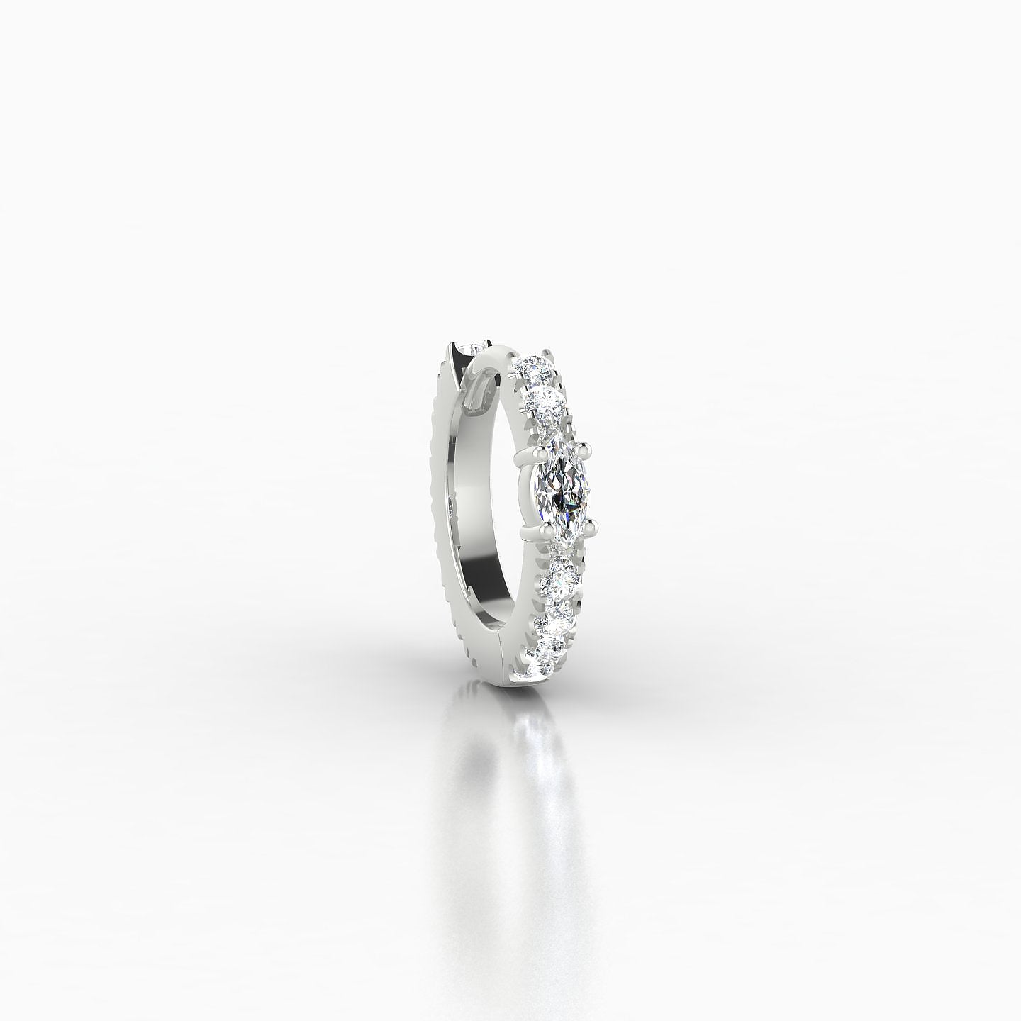 Inanna | 18k White Gold 6.5 mm Marquise Diamond Hoop Piercing