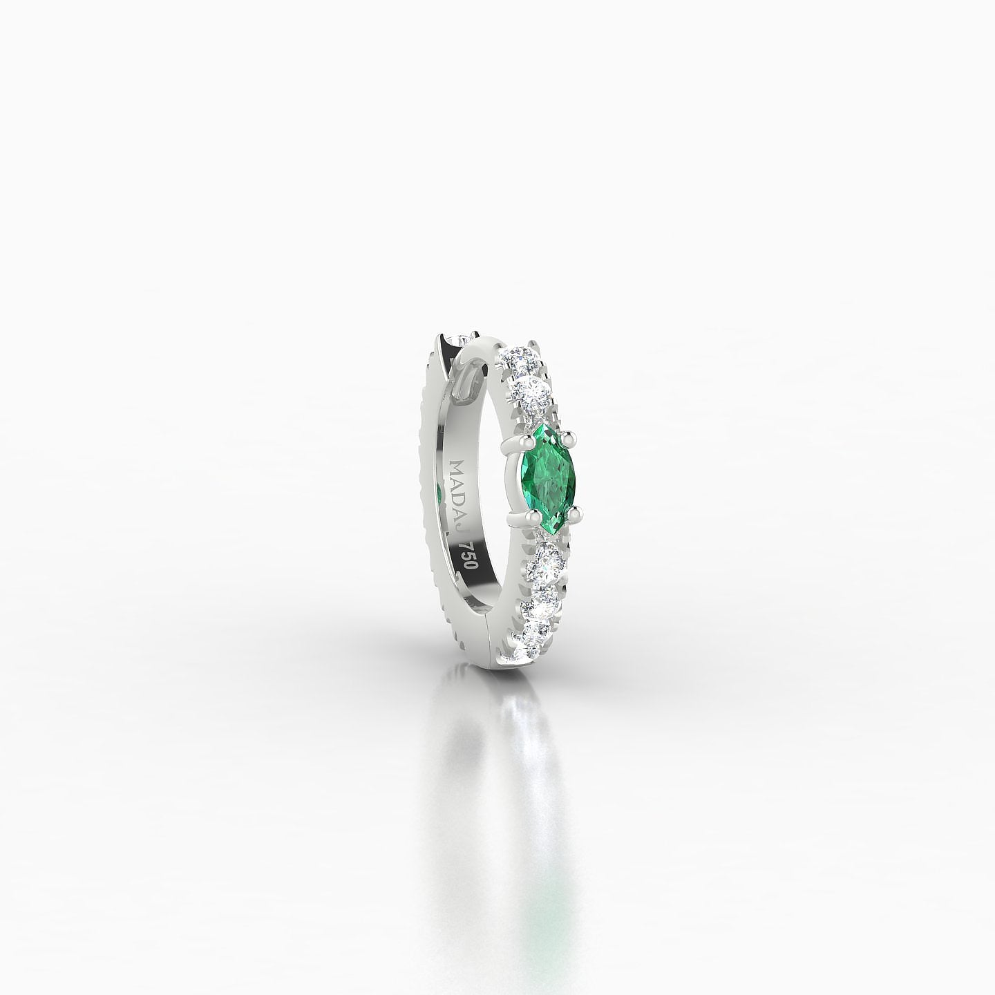 Inanna | 18k White Gold 6.5 mm Marquise Emerald & Diamond Hoop Piercing