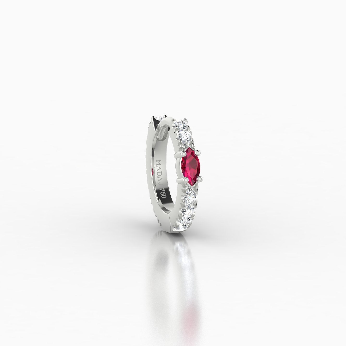 Inanna | 18k White Gold 6.5 mm Marquise Ruby & Diamond Hoop Piercing