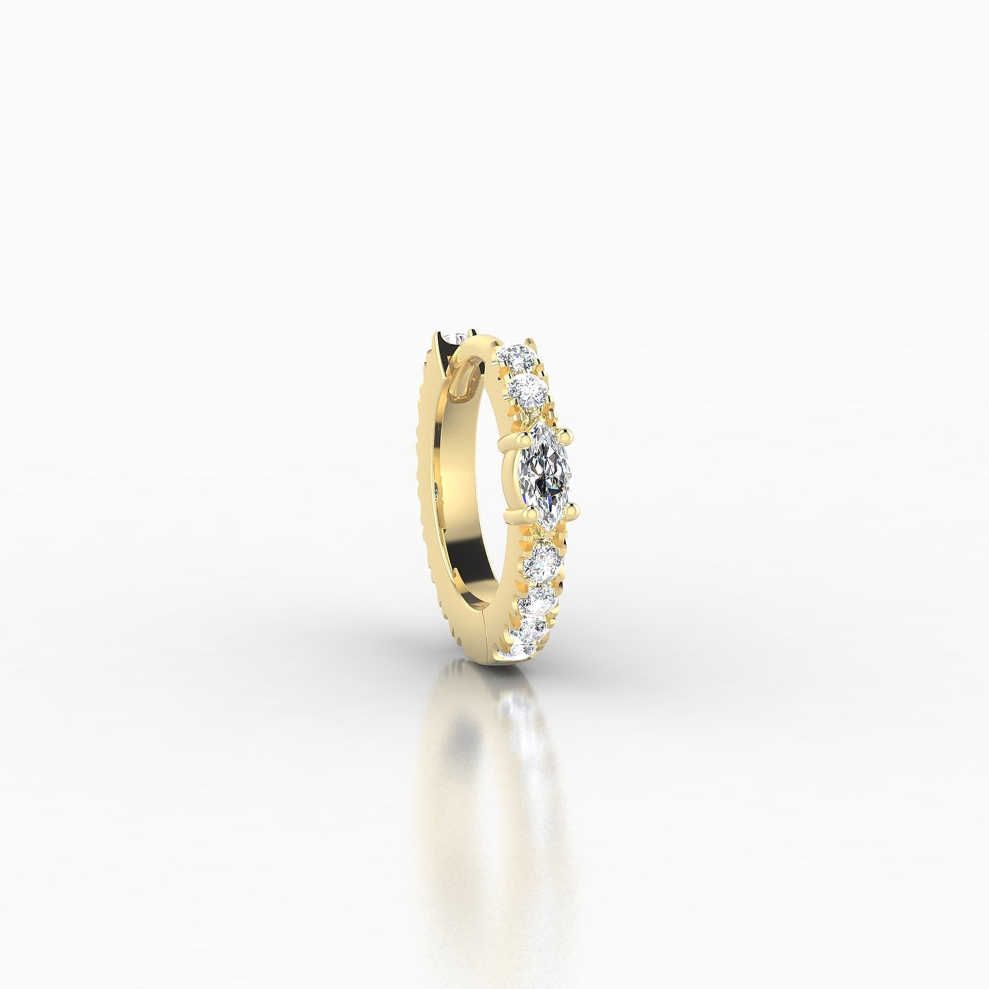 Inanna | 18k Yellow Gold 6.5 mm Marquise Diamond Hoop Piercing