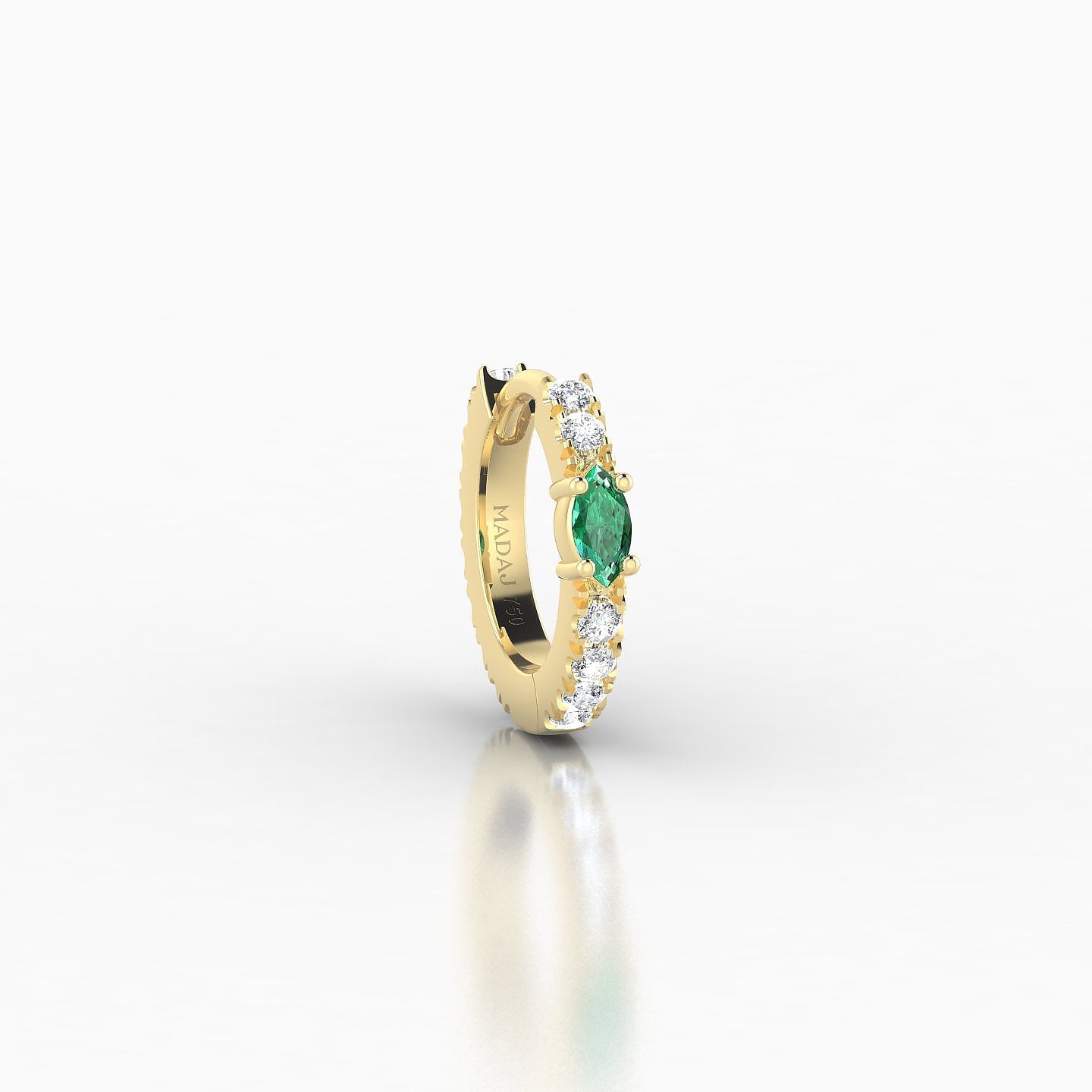 Inanna | 18k Yellow Gold 6.5 mm Marquise Emerald & Diamond Hoop Piercing