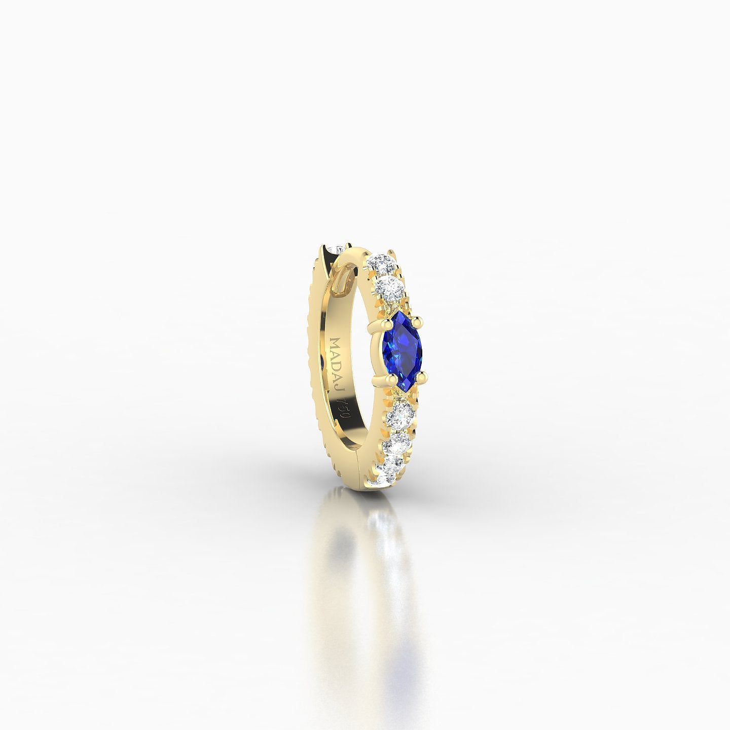 Inanna | 18k Yellow Gold 6.5 mm Marquise Sapphire & Diamond Hoop Piercing