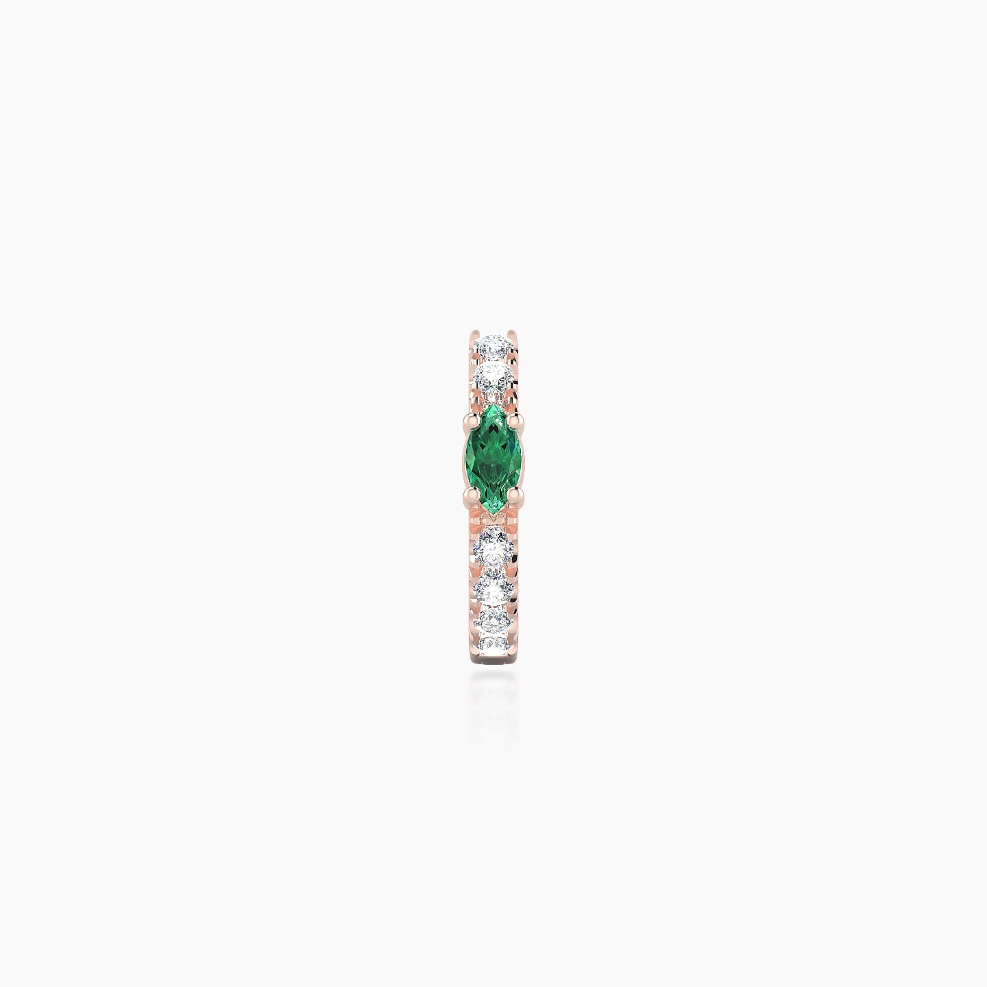 Inanna | 18k Rose Gold 6.5 mm Marquise Emerald & Diamond Hoop Piercing