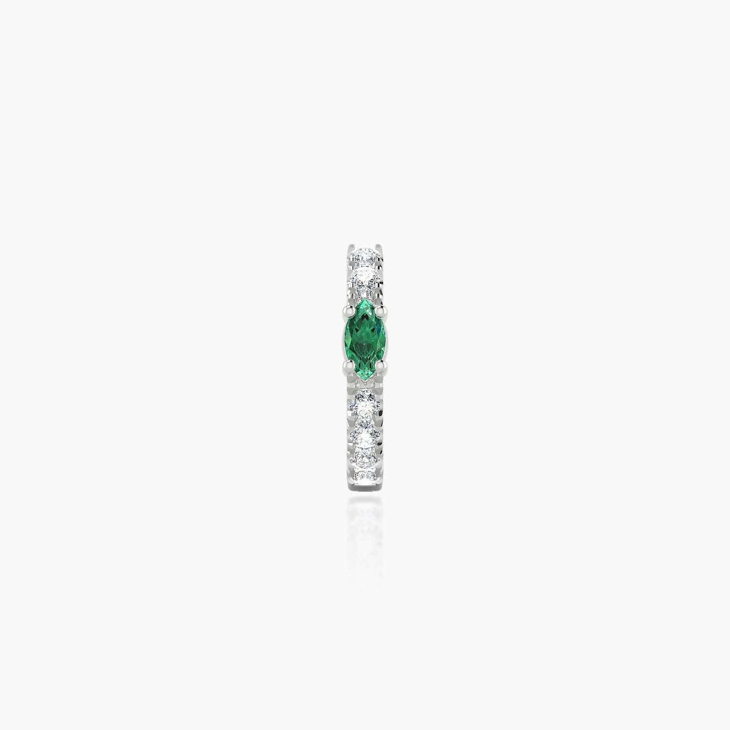 Inanna | 18k White Gold 6.5 mm Marquise Emerald & Diamond Hoop Piercing